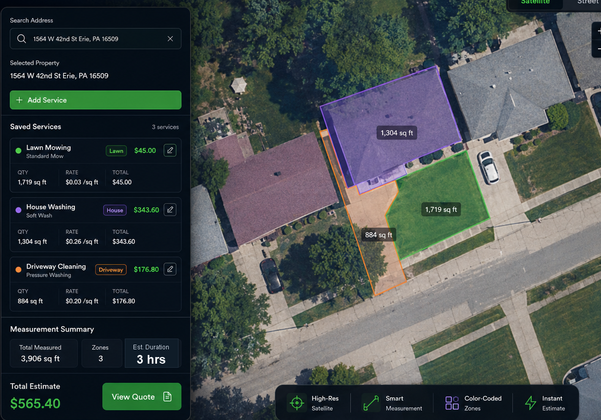 EstimateRanger satellite measurement and estimate workspace preview